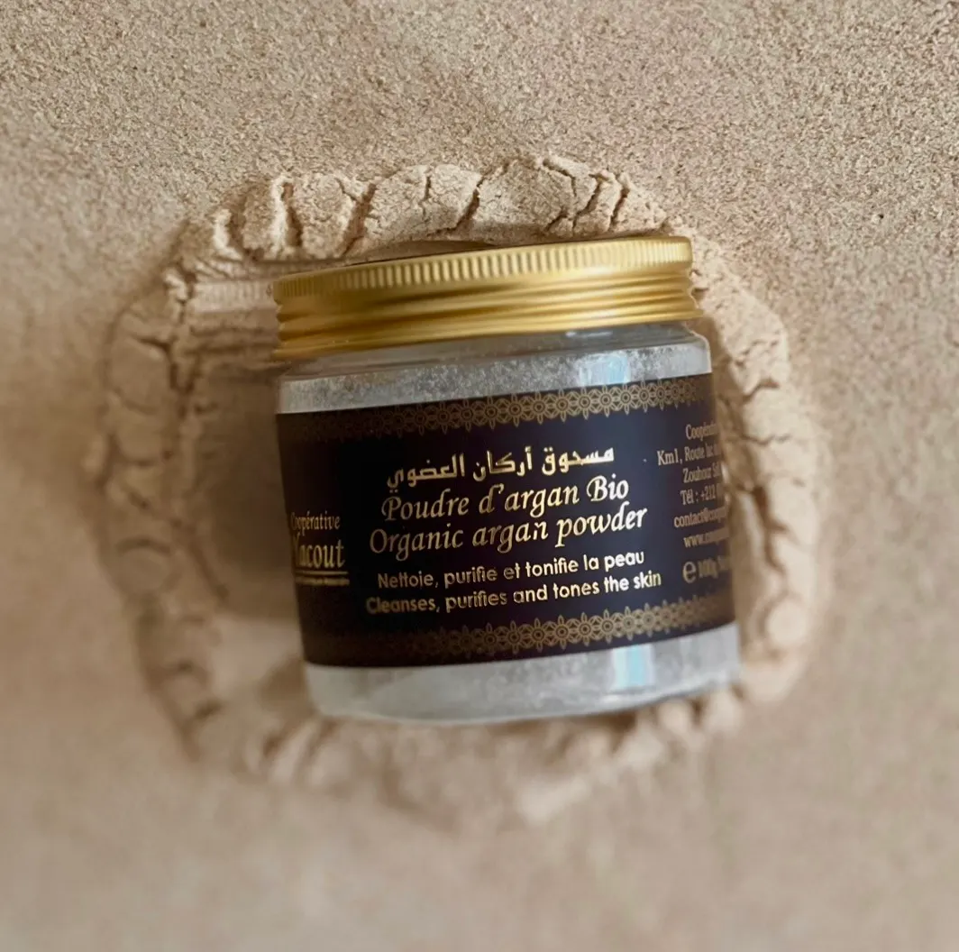 Polvo de argán cosmético
